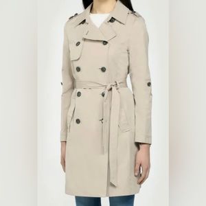 Soia & Kyo Celeste Double Breasted Belted Trench, Oatmeal, Extra Small